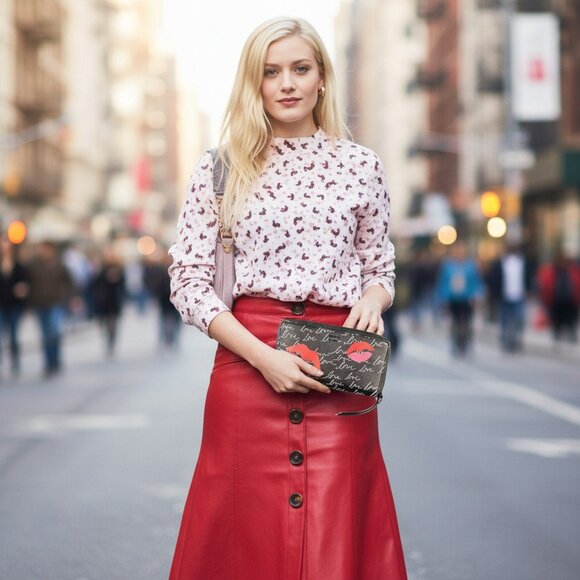 VICTORIA'S SECRET Love Kisses Zip Around Long Wallet Wristlet Lips Vegan Leather - Picture 13 of 13